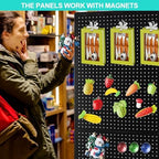 NectaCol 2'x 5' Standing Pegboard Display with T-Base, Pegboard Display Stand with Wheels, Metal Peg Board Display Rack, Art Display Stand, Extra 10 Pieces Hooks - Black - Image 7