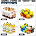12 PACK Clear Plastic Storage Bins, Kitchen Cabinet Pantry Organizer Bins - Image 6