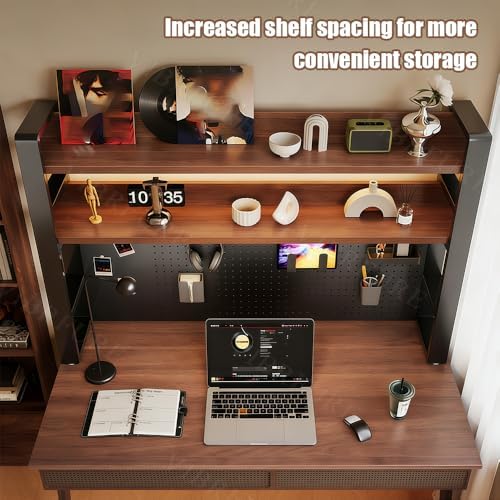 Desk Organizer with Pegboard, Desktop Shelves & Office Shelves, Desk Hutch Top Only, Adjustable Hutch for Dorm or Office, Steel Frame Display (White, 22" L x 10" W x 26" H) - Image 5