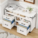 Halitaa Farmhouse Filing Cabinet with Adjustable Shelf & Wheels, White - Image 5