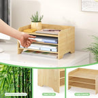 Bamboo File Organizer for Desk, Desktop Paper Tray and Mail Holder - Image 4