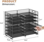 Marbrasse 12 Slots Desktop Literature Organizer, 7-Tier Mesh Paper Organizer for Desk, Adjustable Mail File Sorter Tray with Handle, Desktop Classroom Mailbox Cabinet for Office Home School, Black - Image 3