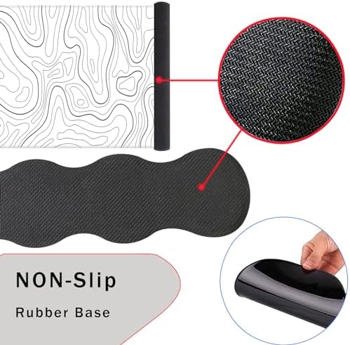 Mouse Pad,Large Pink Desk Mat, 4in1 XXL Mousepad + Keyboard Wrist Rest+Mouse Wrist Rest+Coaster Set with Ergonomic Desk Pad for Home Office Table Computer-Minimalist Topographic Map - Image 3