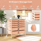 LDAILY 12 Drawer Rolling Storage Cart, Craft Cart Organizer on Wheels w/Metal Frame, Large Capacity & Smooth Drawer, Rolling Cart w/Drawers for Classroom, Office - Image 4