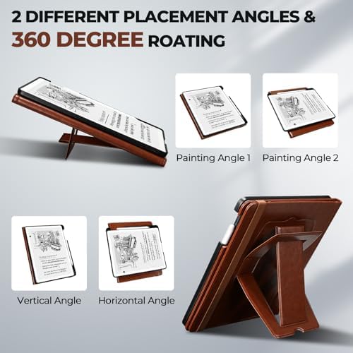 E NET-CASE Case for 11" Kindle Scribe 3rd Generation 2025, Kindle Scribe Colorsoft, Multi-Viewing Stand Cover with Auto Sleep/Wake,Pen Holder for Scribe 11" 2025 Released (Brown) - Image 4