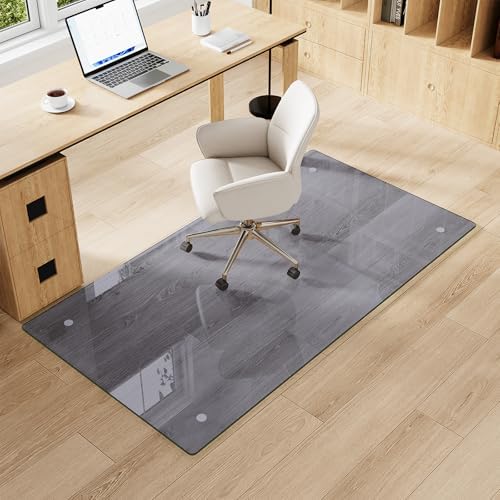 30" x 55" Gray Tempered Glass Chair Mat for Carpet & Hard Floors - Image 2