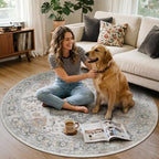 3FT Round Office Chair Mat for Hardwood Floor, Non-Slip Washable Taupe - Image 7