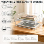 Clear Acrylic Desk Organizer with Drawer – Paper Tray Office Storage - Image 6
