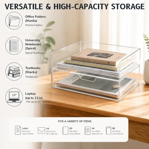 Clear Acrylic Desk Organizer with Drawer – Paper Tray Office Storage - Image 6