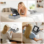 KDD 5 in 1 Tablet Pillow Holder, Foldable iPad Stand with Storage Tray, 2 Cup Holders and Pen Slot, Adjustable Reading Pillow for Lap, Bed, Desk and Couch Compatible with iPad Pro 12.9, Air, E-Reader - Image 4