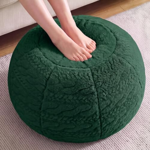 Hobestluk Round Pouf Ottoman Foot Rest,Tuffed Foot Stool Rest,Green by YourHomeDeservesMore