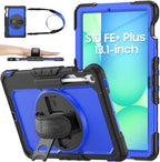 SEYMAC stock Case for Samsung Galaxy Tab S10 FE+ Plus 5G Tablet Case 13.1'' Protective with Screen Protector, Pen Holder, 360 Rotate Stand, Hand Strap, Shoulder Strap, Blue1 by SEYMACstock
