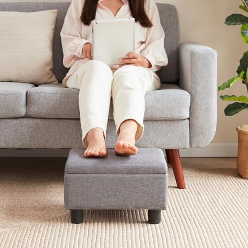 Small Foot Stool Under Desk Foot Stools Ottoman Footstool Foot Stools Small Footstools Foot Stool for Living Room Foot Rest 15" W x 12" D x 9.5" H Linen Dark Grey - Image 3