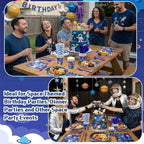 450 Pcs Tableware Set, Serve 50, Dark Blue, Space Birthday - Image 4