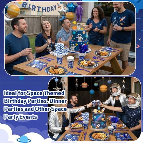 450 Pcs Tableware Set, Serve 50, Dark Blue, Space Birthday - Image 4