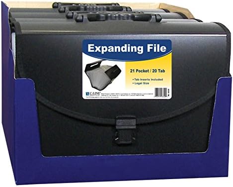 C-Line 21-Pocket Poly Expanding File with Handle, Includes Tabs, Locking Closure, Legal Size, Black (58320), Traditional - Image 5