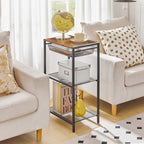 HOOBRO Tall Side Table, Telephone End Table with Metal Mesh Basket - Image 4