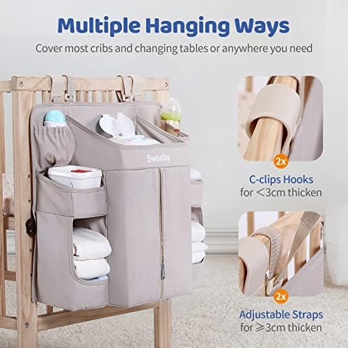 Sweeby Diaper Organizer for Changing Table and Crib - Nursery Diaper Stacker Hanging Caddy for Baby Essentials - Image 5