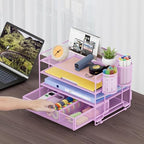 Marbrasse Desk Organizer, 4-Tier Paper File Letter Tray, Purple-2P - Image 3
