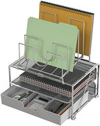 Deco Brothers Desktop File Organizer with Double Tray & 5 Folder Stand Gray - Image 4