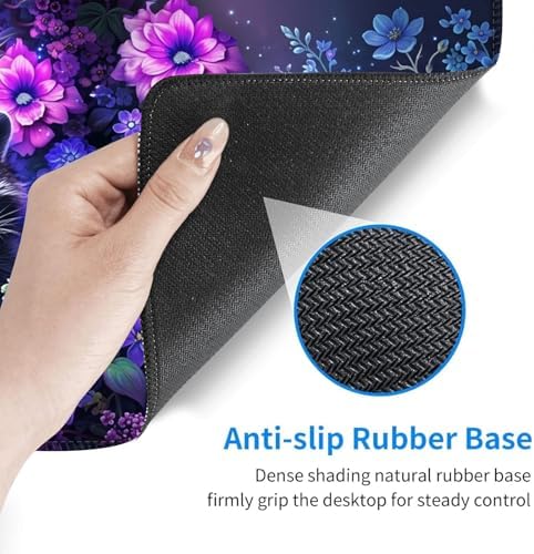 Desk Mat, Mouse Pad with Wrist Rest, 4-in-1 Large Mouse Pads for Desk, Ergonomic Mouse Pad and Keyboard Wrist Rest Gaming Keyboard Mat for Office,Cute Raccoon Flower - Image 4