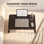 BUYIFY 23.4" Foldable Lap Desk Bed Table with Cup Holder Tray Black - Image 3