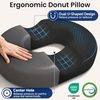 CloudBliss Donut Pillow Stadium Seat Cushion for Tailbone Pain Relief and Hemorrhoids, Memory Foam Seat Chair Cushion, Portable Seat Cushions for Bleachers, Car, Home & Office - Image 4