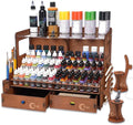 OPHIR Wooden Paint Organizer for 104 Bottles with 2 Brush Holder, 2 Drawer by OPHIR