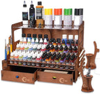 OPHIR Wooden Paint Organizer for 104 Bottles with 2 Brush Holder, 2 Drawer by OPHIR