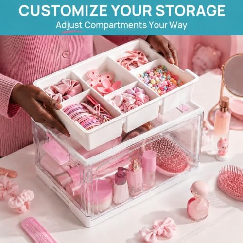 Vtopmart 24 QT Clear Craft Organizer with Removable Tray & Dividers, 1 Pack - Image 4