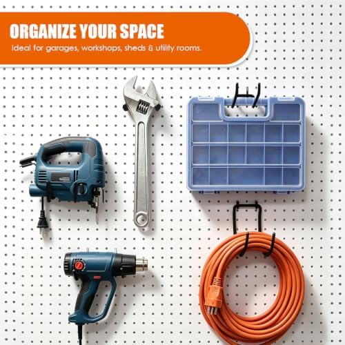 8PCS Garage Storage Hooks Set, Heavy Duty Steel Utility Hooks, Fits 1/4” & 1/8” Pegboards & Slatwall, Wall Organizer for Hoses, Power Tools, Ladders, Garden Tools & Extension Cords - Image 2