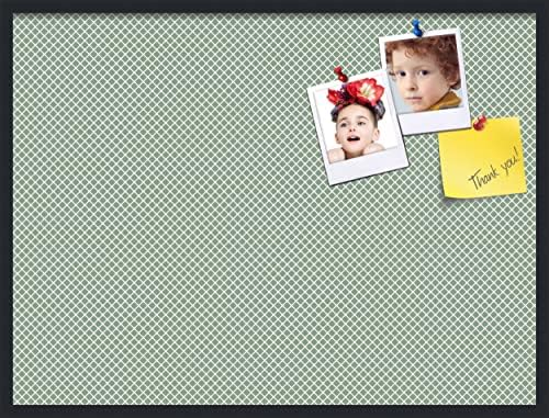 PinPix 40x30 inch Cork Bulletin Board. This Decorative Framed Pin Board Comes with Diamond Pattern in Nile Green Design and Satin Black. Ideal for Home, Office Decor or School (PinPix-380) by PinPixBulletinBoards