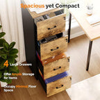 VINGLI 4 Drawer File Cabinet with Lock, Home Office Filing Organizer, for Letter Size File Folder Storage, Wood Tall Vertical Filing Cabinet, Printer Stand, Archivador (Rustic Brown) - Image 4