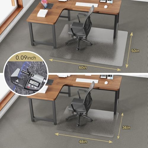 36”x 48” Carpet Floor Mat for Office Chair, Clear Desk Chair Floor Mat for Carpet for Medium/Low Pile, HeavyDuty Chair Mats for Carpeted Floors, Studded Desk Mat for Carpets for Homes and Offices - Image 6
