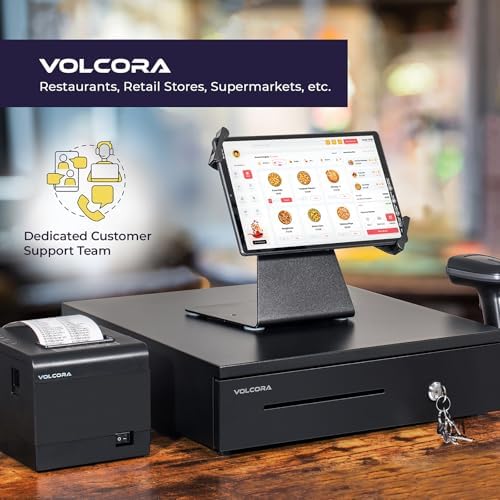 Volcora Electronic Cash Register Drawer for Point of Sale (POS) System, 5 Bill/8 Coin, 16" with Adjustable Coin Slots, 12-24V, RJ11/RJ12 Key-Lock, Media Slot, Black - Image 6