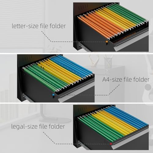 Approgreent 2 Drawer File Cabinets for Home Office, Vertical File Cabinet with Lock, Office Cabinet for A4/Letter/Legal Size, Under Desk Filing Cabinet, Assembly Required(Black) - Image 5