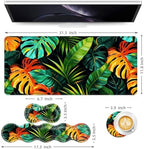 Keyboard Mouse Pad Set, Extended Gaming Mouse Pad+Ergonomics Keyboard Wrist Rest Support, Memory Foam, Easy Typing Pain Relief, 4Pcs XL Ultra Thick Desk Mat,Tropical Leaves - Image 6