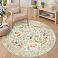 DUKINO 5ft Round Rug, Washable Animal Non Slip Circle Area Rug, Beige by DUKINO