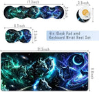 TGFEWYTJYJ Extended Gaming Mouse Pad,Memory Foam Ergonomic Keyboard Mouse Wrist Rest Support Set,Large Desk Mat with Stitched Edges,Non-Slip Base Mousepad Home Office,Galaxy Wolf - Image 2