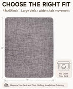 Funwheat Woven Office Chair Mat for Hardwood Floor, 48 x 60 in, Dark Grey - Image 2