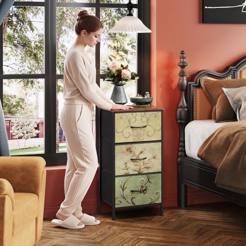 WLIVE Small Dresser Nightstand for Bedroom, 3 Drawers, Floral - Image 2