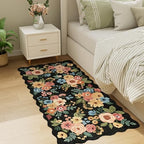 DUKINO 2x4 Rug for Entryway, Floral Washable Kitchen Rugs Non Slip, Black - Image 6