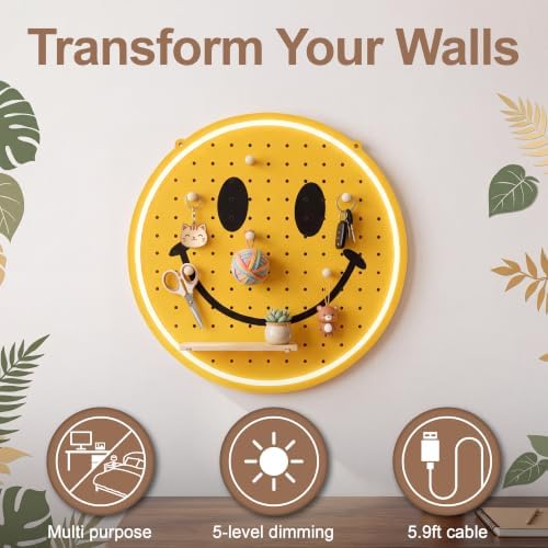 Smile Neon Pegboard Wall Organizer, 15.7 Inches - Image 2