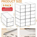 Yieach 9 Pack Small Acrylic Drawers With 18 Drawers,Clear Drawer Organizers Stackable,School,Office Supplies Organizer And Storage Bins for Stationery,Pen,Pencil,Craft,Glasses,Sunglass Organizer Case - Image 3