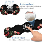 4 in 1 Ergonomic Memory Foam Mouse Pad Wrist Rest Set, Large Gaming Desk Pad + Keyboard Wrist Rest + Mouse Wrist Cushion + Coaster for Home Office Study Gaming, Colored Floral Quote Chaos Coordinator - Image 6