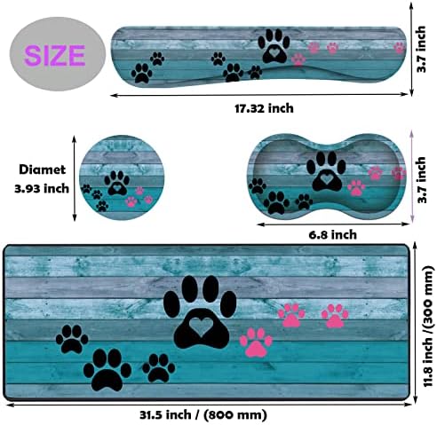 Large Gaming Mouse Pad, Keyboard Wrist Rest pad + Mouse Wrist pad + Coaster Set Extended Waterproof Non-Slip Table mat Suitable for Home Office Learning Games - Black and Pink Dog Paw Prints - Image 6