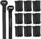 Blulu 15 Inch 400 Pcs Black Cable Ties with Metal Tooth Self Locking by Blulu