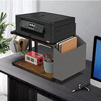 VEDECASA 2 Tier Rustic Brown Wooden Under Desk Printer Stand with Storage Bag for Home Office Desktop Printer Table Organizer Mobile Printer Shelf Cart with Caster Wheel - Image 6