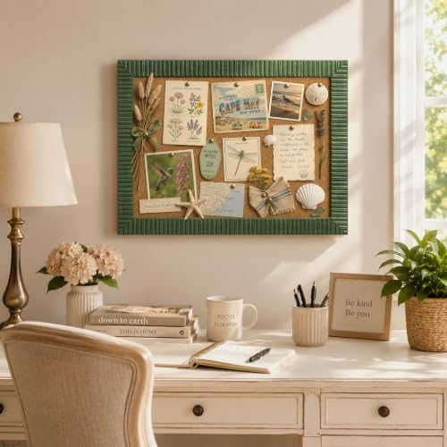 16x20 Boho Decorative Bulletin Board for Home Office Wall Decor,Sage Green - Image 2