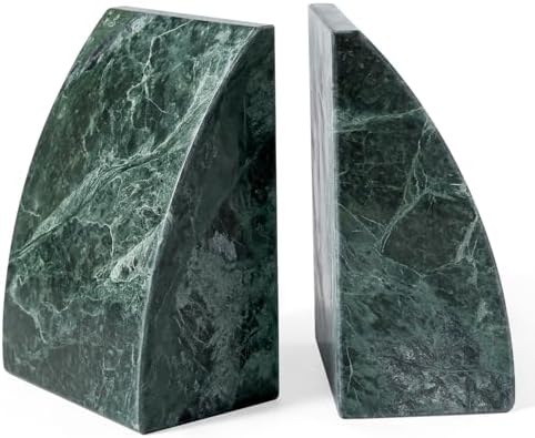 Koville Marble Bookends for Shelves, 8Lbs Large Stone Bookends for Heavy Books, Non-Slip Heavy Duty Book Stopper, Modern Decorative Book Ends for Bookshelf Table Home Decor(Green) by Koville